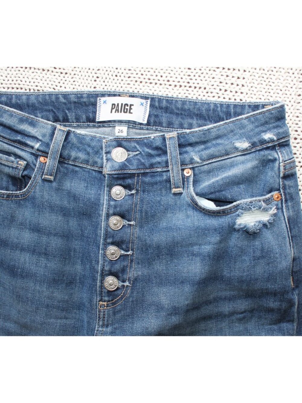 Paige Leenah Wide Leg Jeans W26/ L35 button fly Denim High Rise Bootcut Casual - Picture 6 of 9